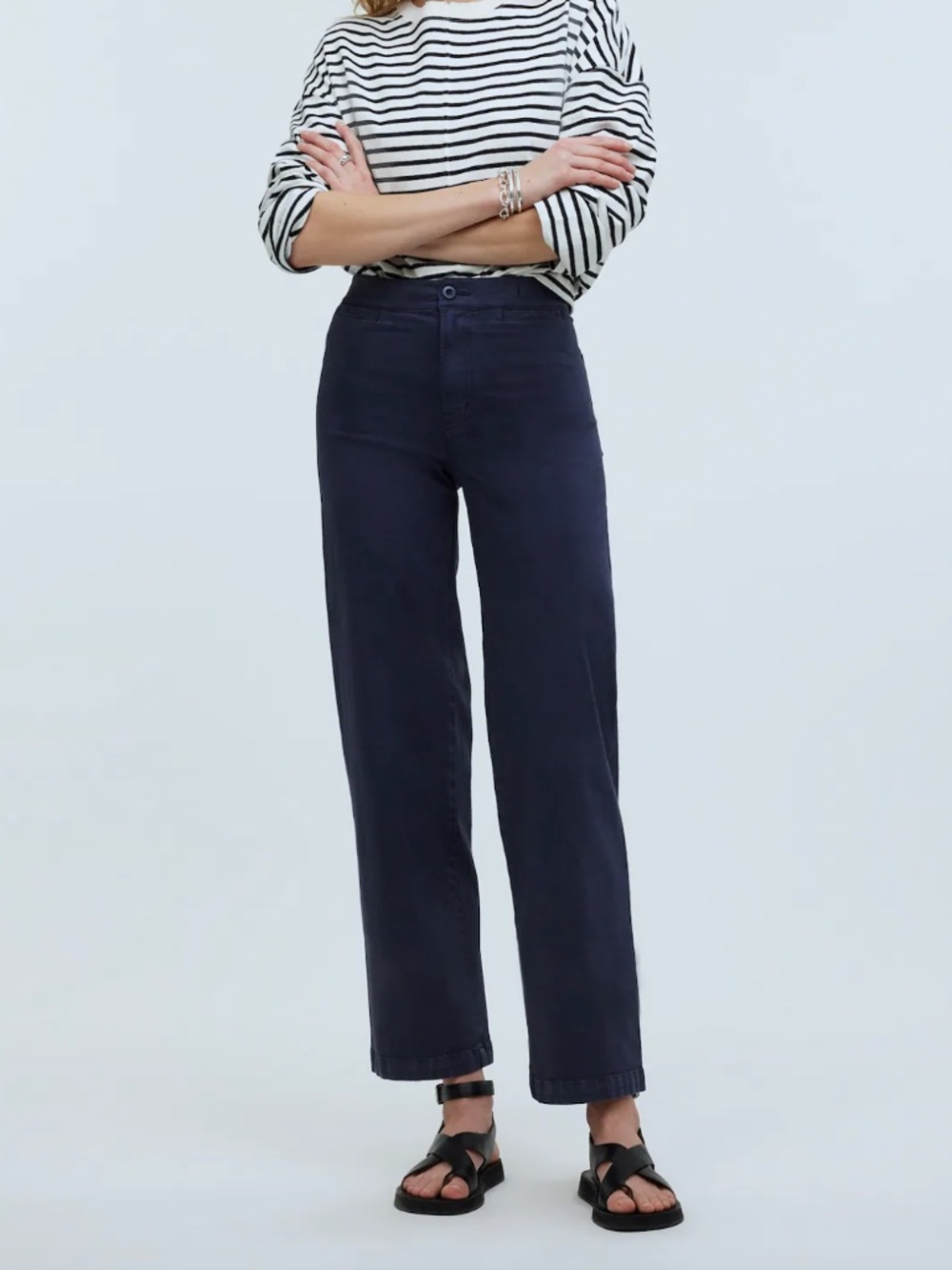 The Emmett Wide-Leg Crop Pant: Welt Pocket Edition in Ink